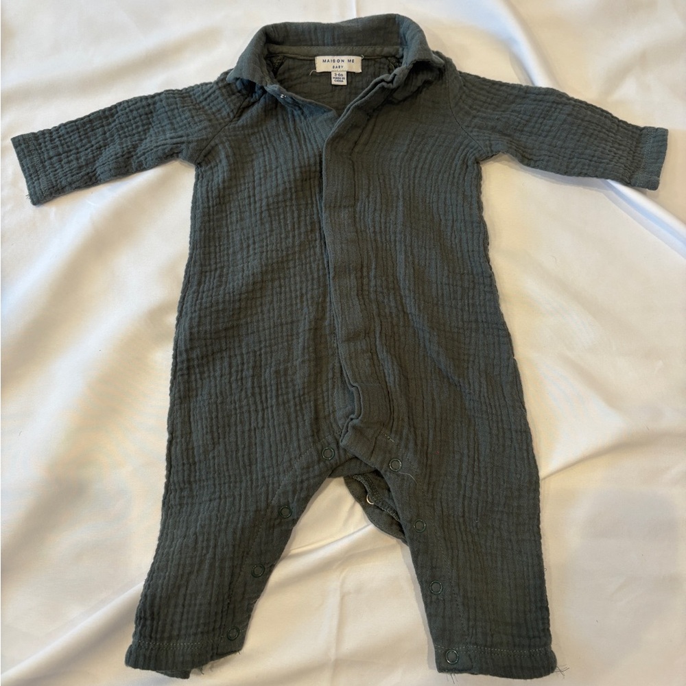 Maison Me Baby Organic Cotton Kids One Piece - Dark Green 3-6 months